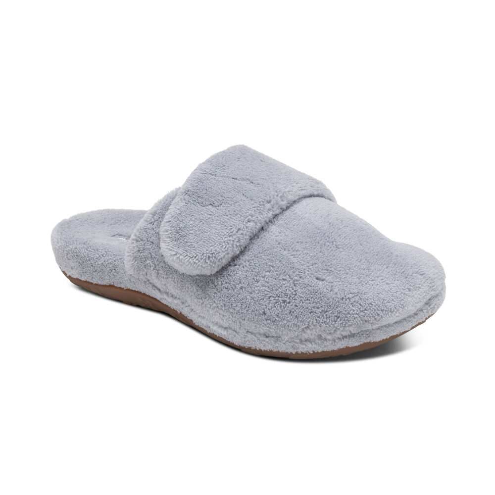 Aetrex Women's Mandy Closed Toe Slippers - Grey | USA BK1WVDG